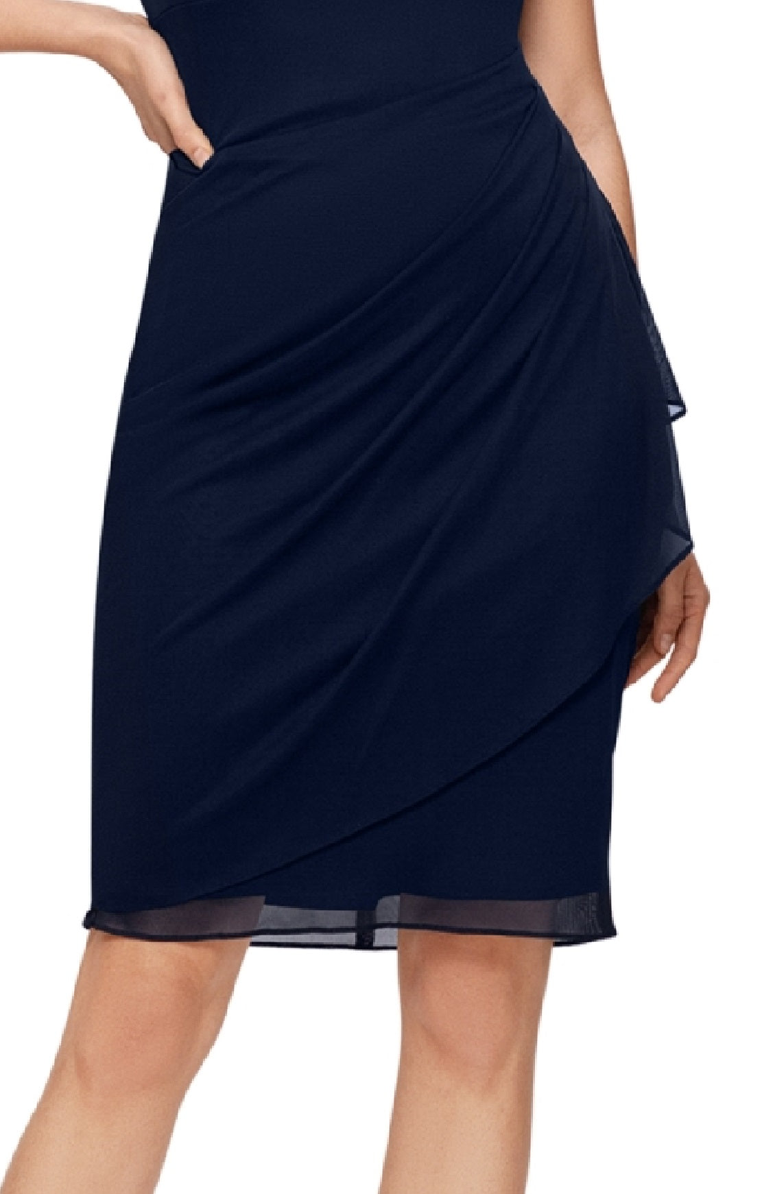 XSCAPE Women's Beaded Yoke Dress Blue Size 4Petite