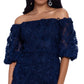 XSCAPE Women's Off The Shoulder Lace Sheath Dress Blue Size 4