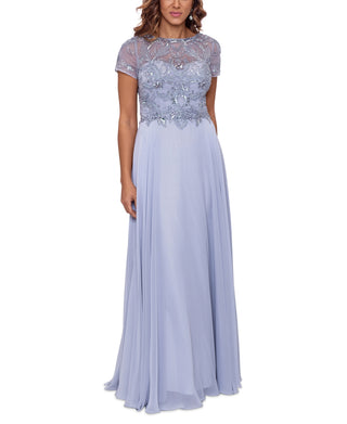 XSCAPE Women's Beaded Short Sleeve Gown Gray Size 14
