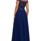 Xscape Women's Navy Off the Shoulder Gown Size 16