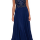 Xscape Women's Navy Off the Shoulder Gown Size 16