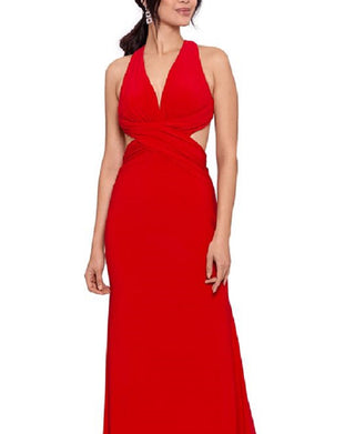 XSCAPE Women's Cross Back Cut Out Fit & Flare Dress Red Size 6