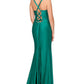 XSCAPE Women's Lace Up Satin Gown Green Size 12