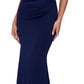 XSCAPE Women's Cross Front Off The Shoulder Gown Blue Size 12