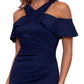 XSCAPE Women's Cross Front Off The Shoulder Gown Blue Size 12