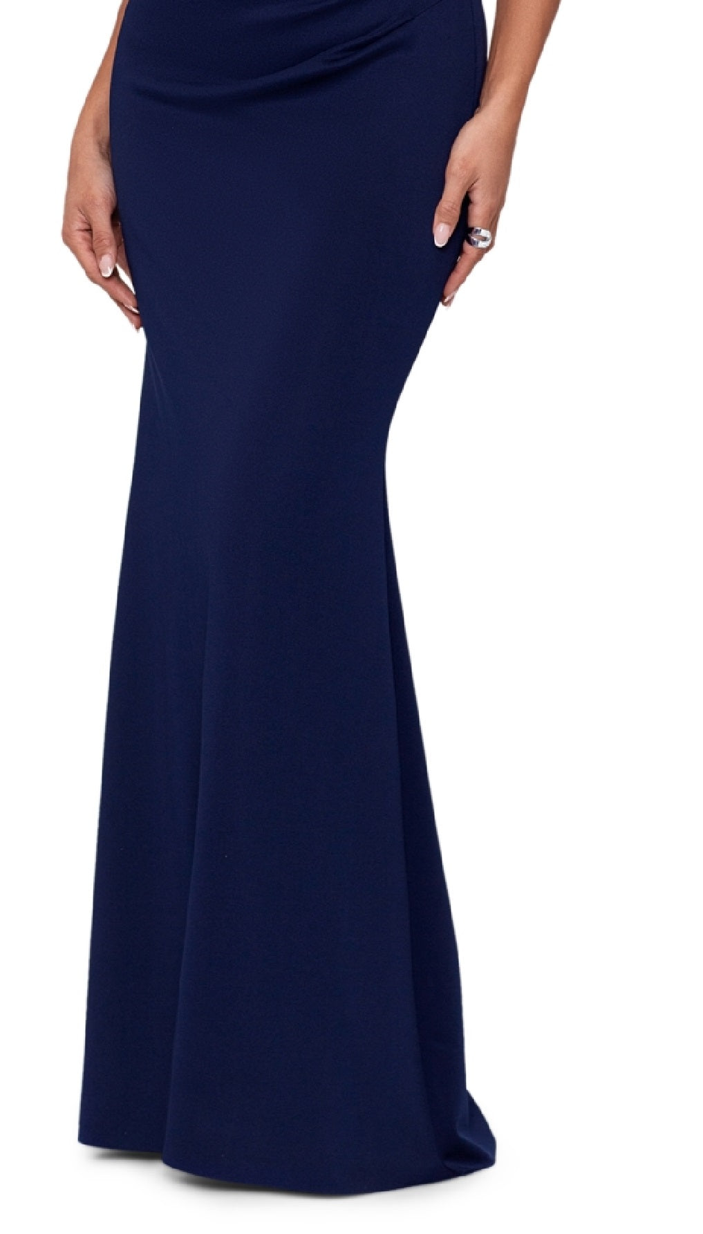 XSCAPE Women's Cross Front Off The Shoulder Gown Blue Size 12