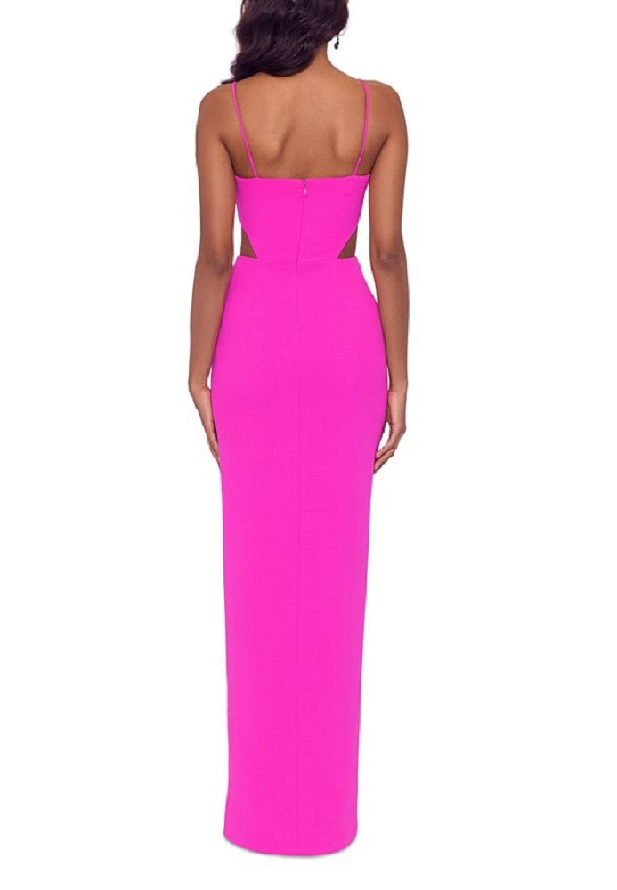 XSCAPE Women's Cutout Slit Gown Pink Size 2
