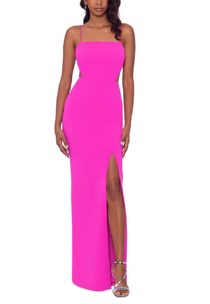 XSCAPE Women's Cutout Slit Gown Pink Size 10
