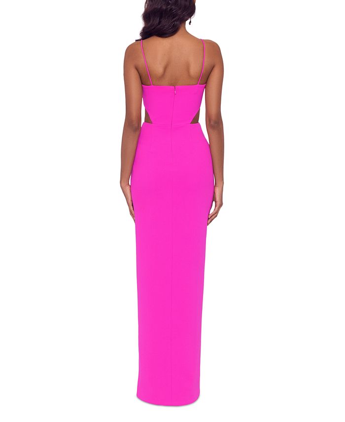 XSCAPE Women's Cutout Slit Gown Pink Size 10
