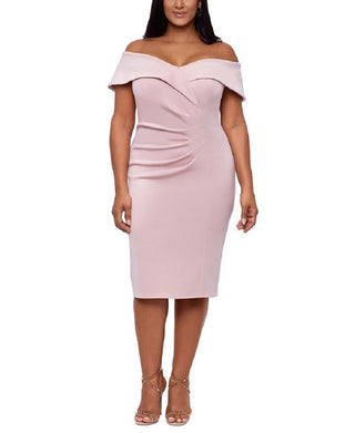 XSCAPE Women's Sweetheart Neck Dress Pink Size 18W