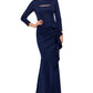 XSCAPE Women's Scuba Cutout Detail Ruffled Fit & Flare Gown Blue Size 16