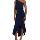 XSCAPE Women's One Shoulder Popover High Low Dress Blue Size 4