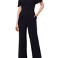 XSCAPE Women's Ruffled Neck Cold Shoulder Jumpsuit Black Size 14