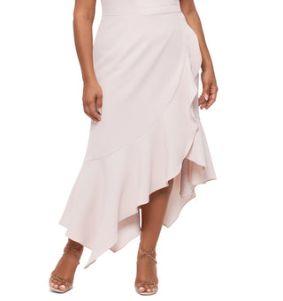 XSCAPE Women's Off The Shoulder Gown Beige Size 18W