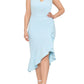 XSCAPE Women's Asymmetric Ruffle Scuba Crepe Cocktail Midi Dress Blue Size 18W