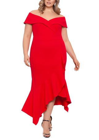 XSCAPE Women's Ruffled Sheath Dress Red Size 22W