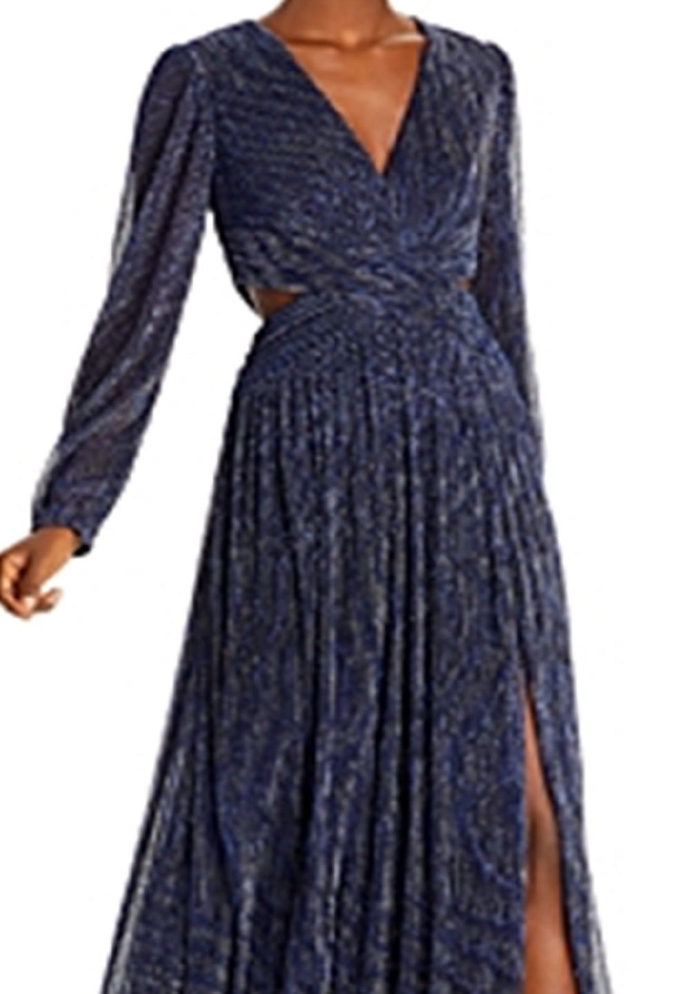 Aqua Women's Cutout Metallic Gown Gray Size 10