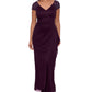 XSCAPE Women's Embellished Sleeve Gown Purple Size 6