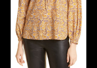 Rebecca Taylor Speckled Fleur Marig Abstract Floral Blouse, Size 12