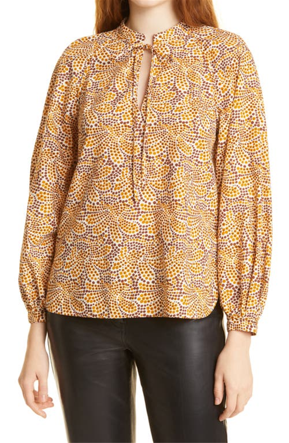 Rebecca Taylor Speckled Fleur Marig Abstract Floral Blouse, Size 12