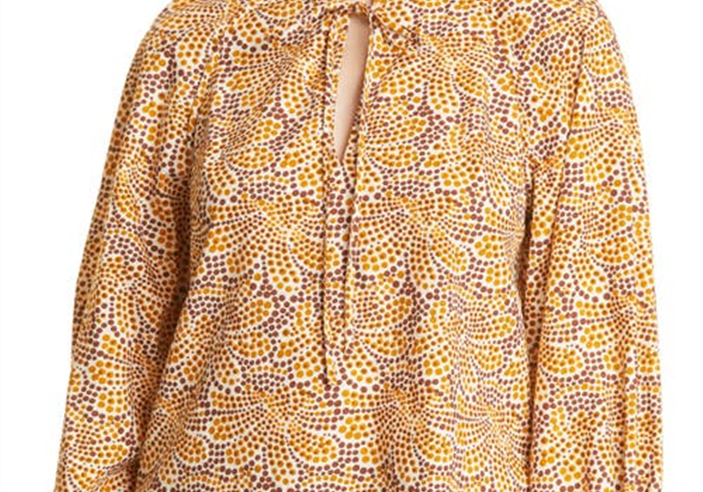 Rebecca Taylor Speckled Fleur Marig Abstract Floral Blouse, Size 12