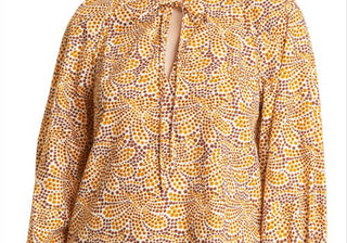 Rebecca Taylor Speckled Fleur Marig Abstract Floral Blouse, Size 12