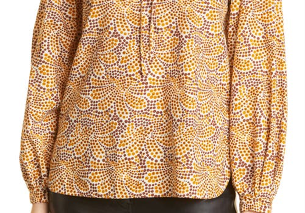 Rebecca Taylor Speckled Fleur Marig Abstract Floral Blouse, Size 12