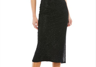 Mac Duggal Beaded Halter Cocktail Dress in Black Size 6