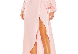 Ieena for Mac Duggal Satin Wrap Gown - Rose Pink, Size 12