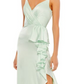Ieena for Mac Duggal Ruffle Satin Trumpet Gown in Pistachio Size 4