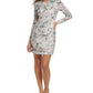 Eliza J Women's Floral Sequin Long Sleeve Cocktail Dress Gray Size 8