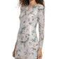 Eliza J Women's Floral Sequin Long Sleeve Cocktail Dress Gray Size 8