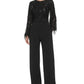 Eliza J Women's Sequined Crewneck Long-Sleeve Jumpsuit  Black Size 6