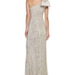 Eliza J Women's Sequin & Satin One Shoulder Gown Beige Size 8