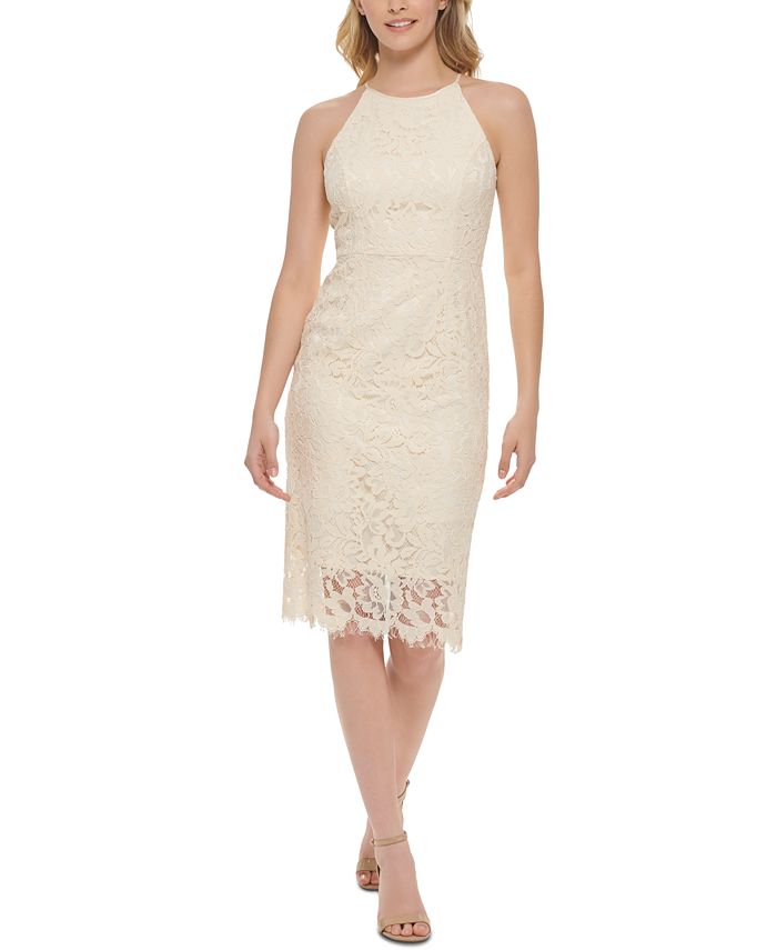 Eliza J Women's Lace Halter Dress White Size 6Petite