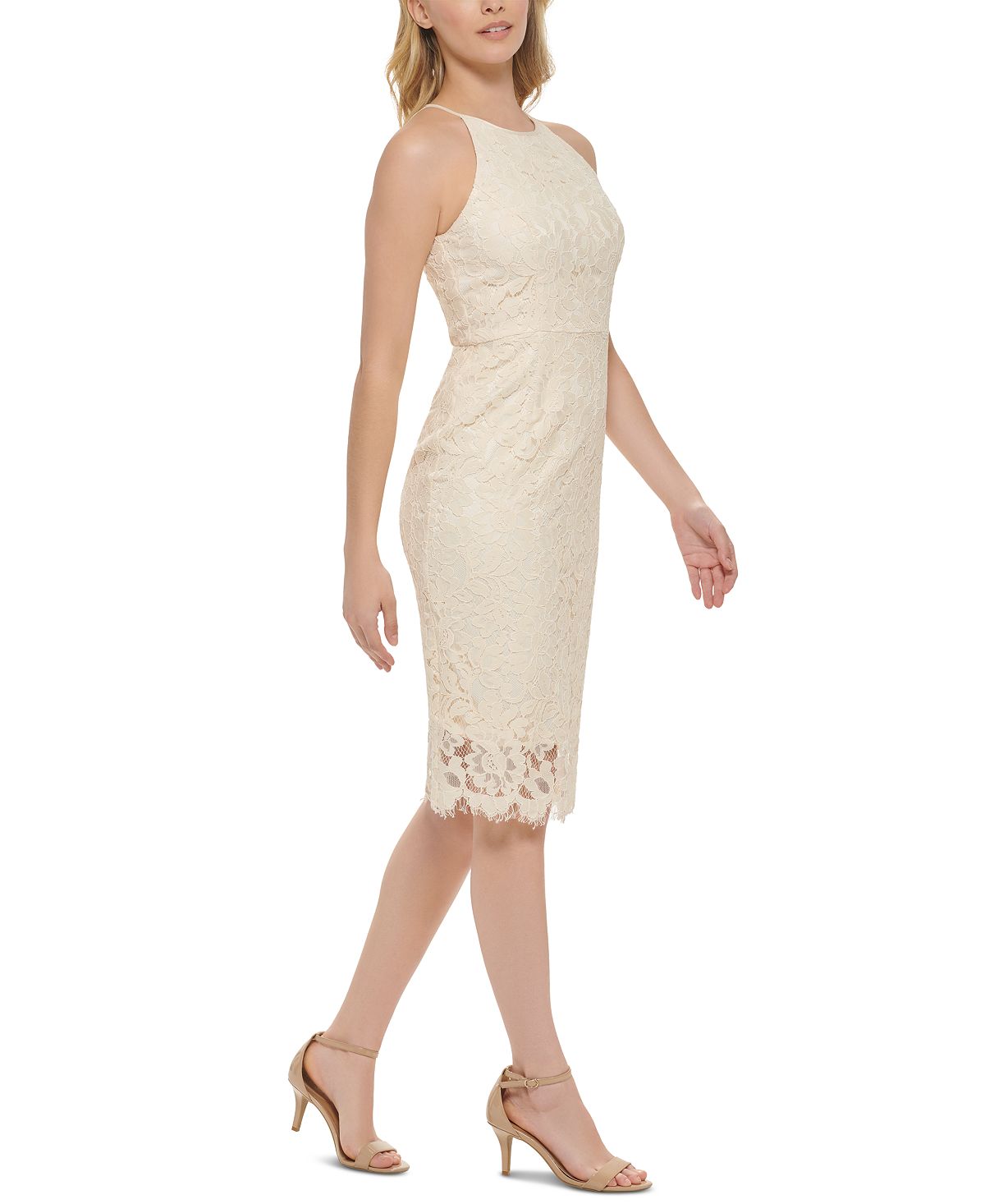 Eliza J Women's Lace Halter Dress White Size 6Petite