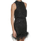 Eliza J Women's Sequined Mock Neck Party Dress Black Size 8Petite