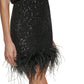 Eliza J Women's Sequined Mock Neck Party Dress Black Size 8Petite