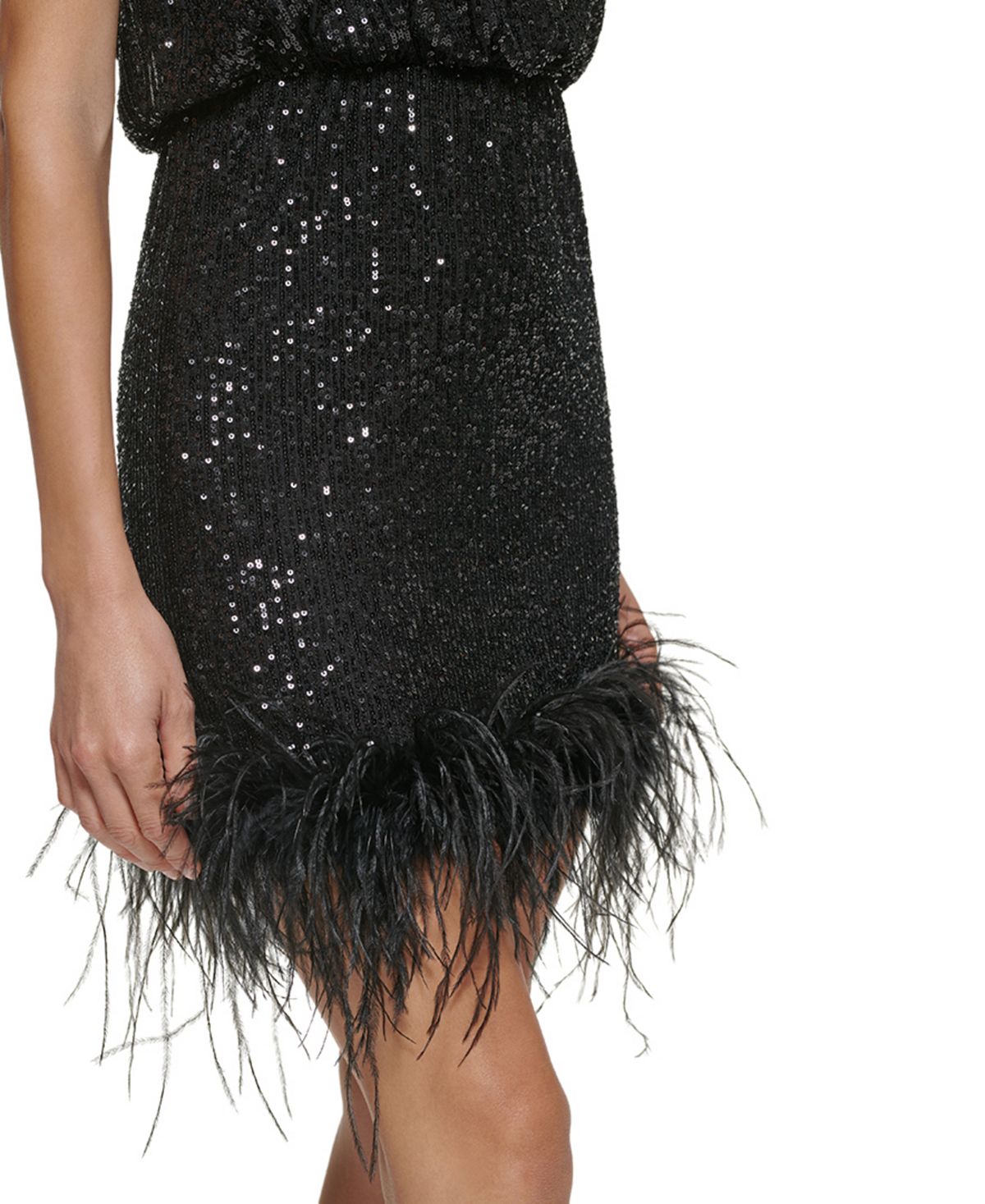 Eliza J Women's Sequined Mock Neck Party Dress Black Size 8Petite