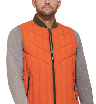 Levi's Men's L84 Quilted Nylon Zipper Vest Orange Size Small