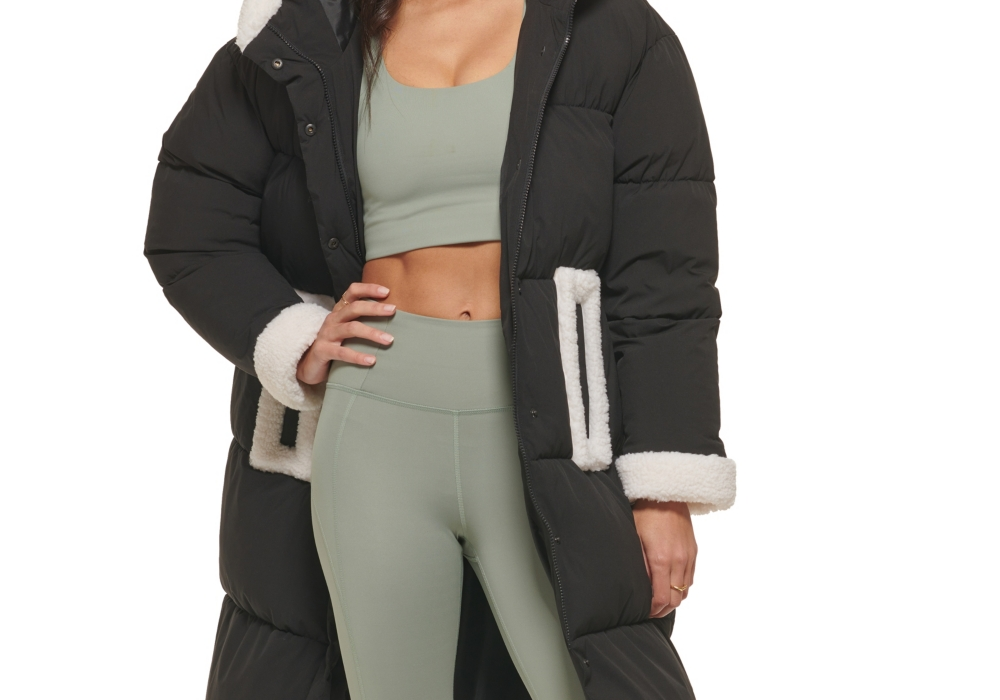 levi's Faux Shearling Trim Puffer Parka in Black Size X-Small