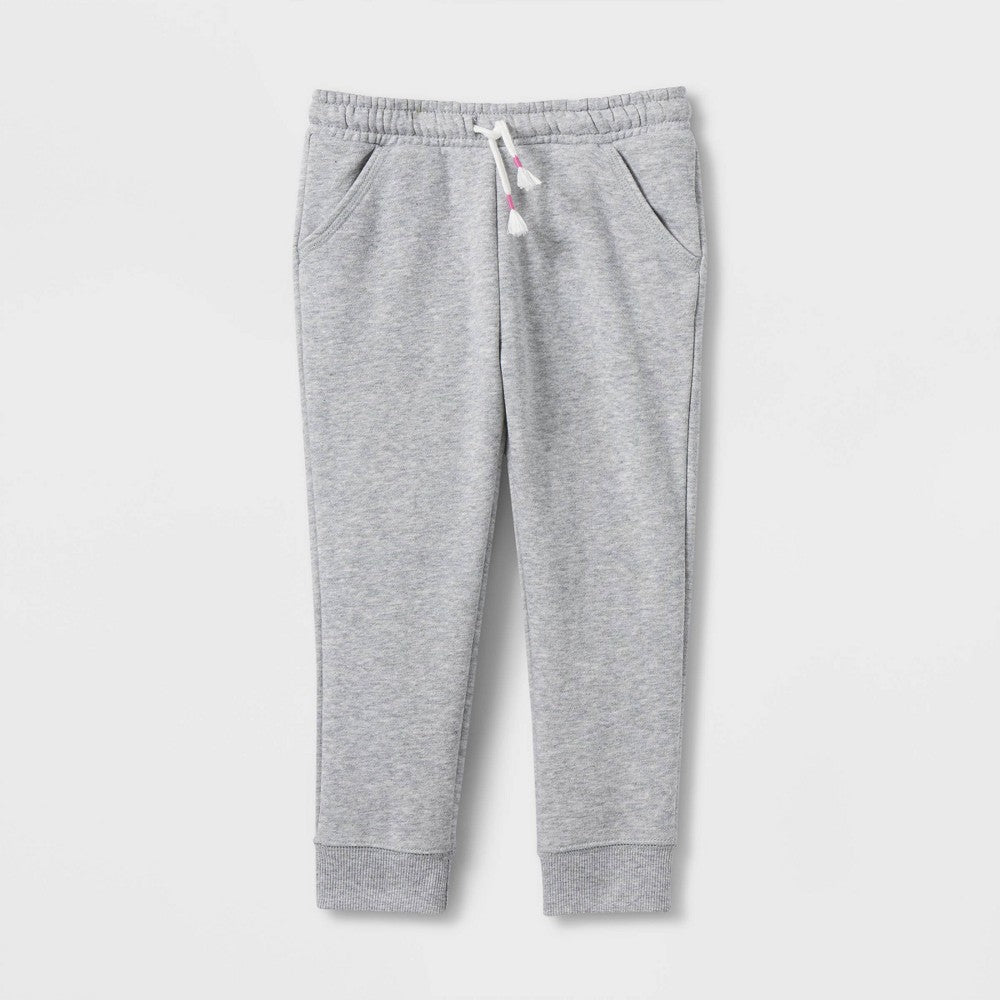 Toddler Girls' Solid Fleece Jogger Pants Cat & Jack Gray Size 5T