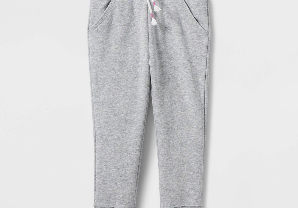 Toddler Girls' Solid Fleece Jogger Pants Cat & Jack Gray Size 5T