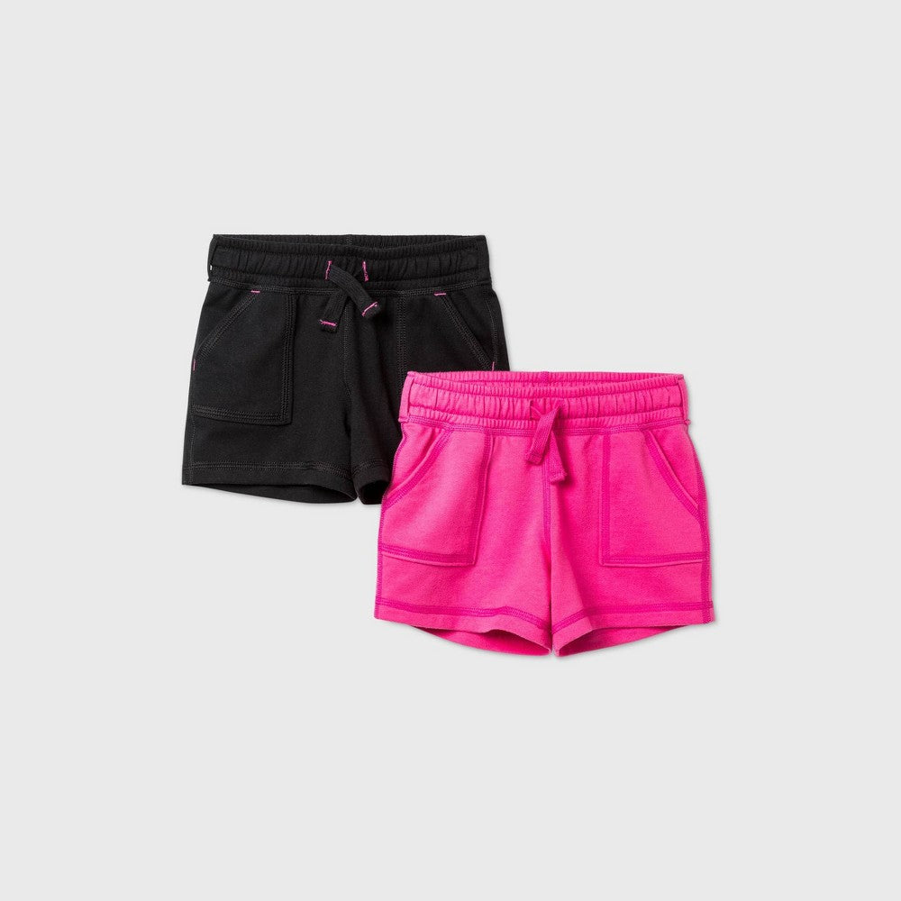 Toddler Girls' 2pk Adaptive Knit Shorts Cat & Jack Black and Pink Size 3T