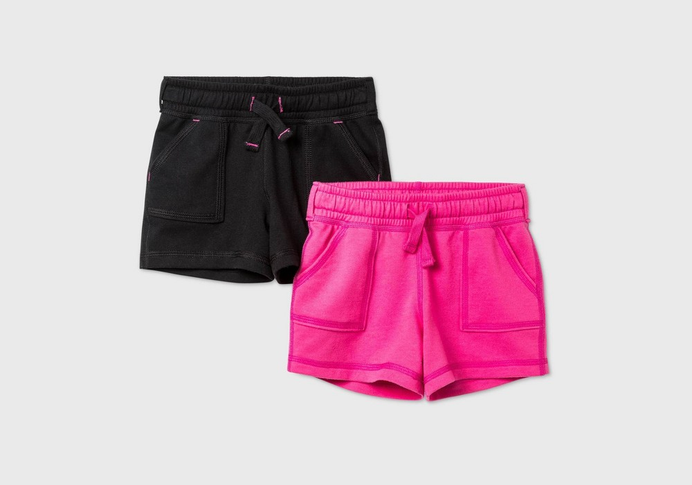 Toddler Girls' 2pk Adaptive Knit Shorts Cat & Jack Black and Pink Size 3T