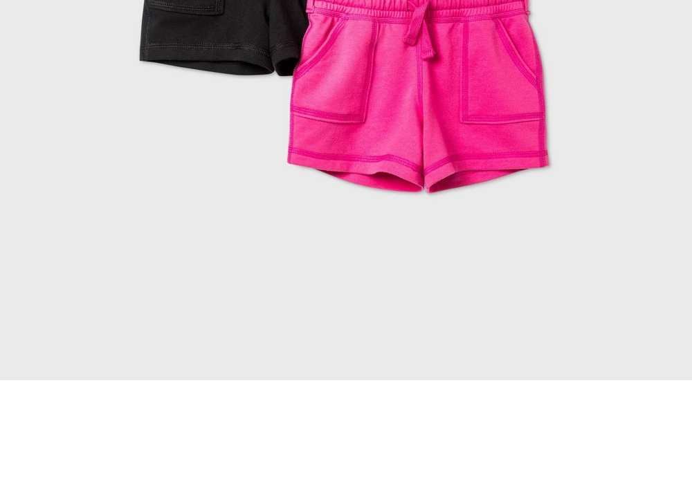 Toddler Girls' 2pk Adaptive Knit Shorts Cat & Jack Black and Pink Size 3T
