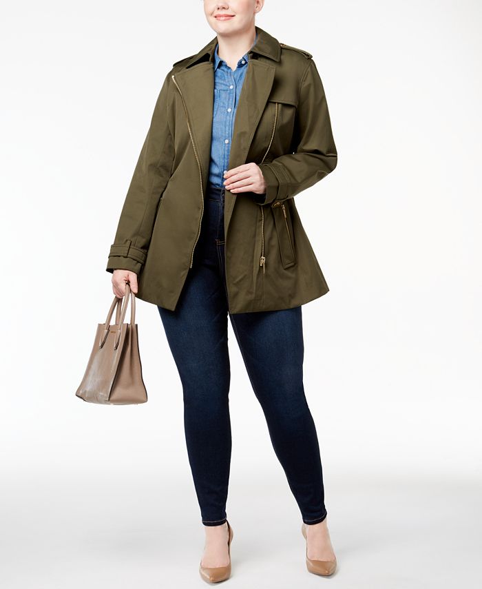 Michael Kors Women's Zip Trench Coat Green Size 3X