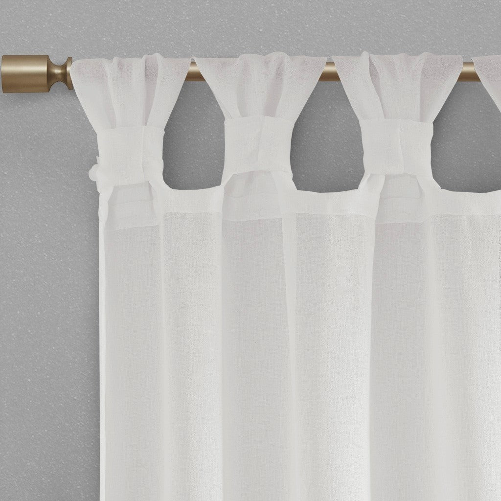Floral Embellished Tab Top Solid Curtain Panel