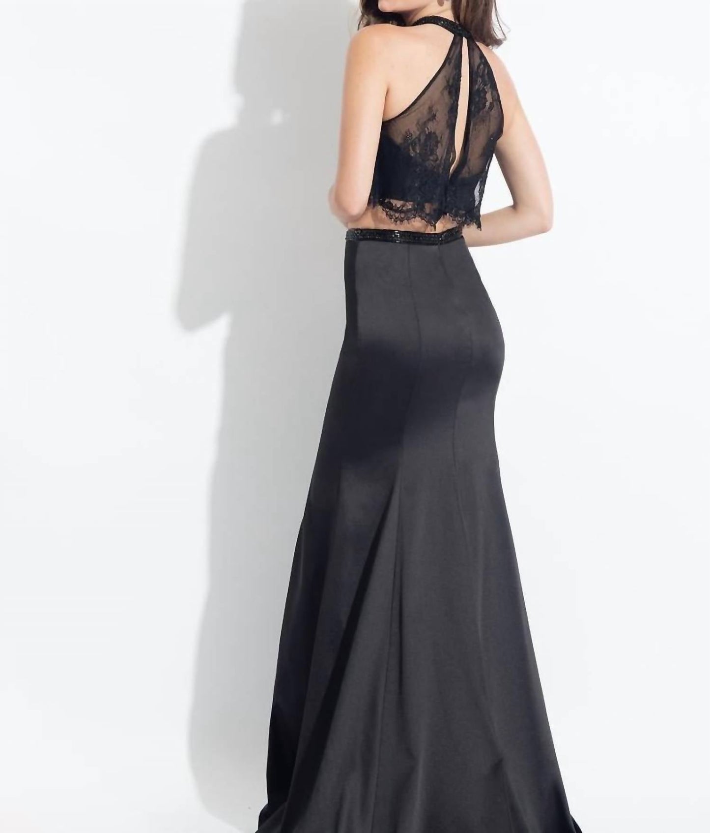 Rachel Allan - Lace Stretch Satin Two-piece Gown