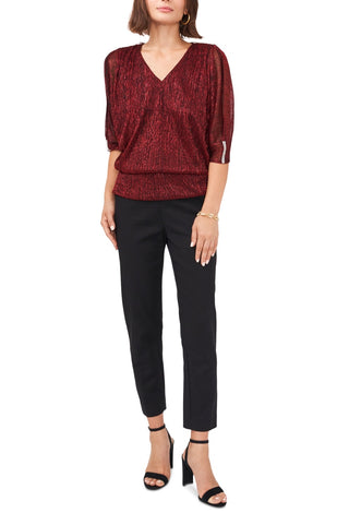 MSK Women's Embellished Cold Shoulder Top Red Size Petite Medium